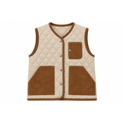 Veste matelassé sans manche beige et camel