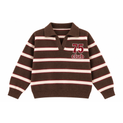 Pull col polo choco rayé