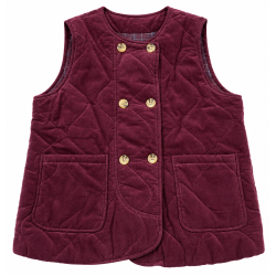 Gilet velours sans manche prune