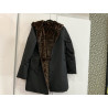 Parka longue noir réversible fourrée léopard