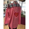 Blouse rayée rose et rouge