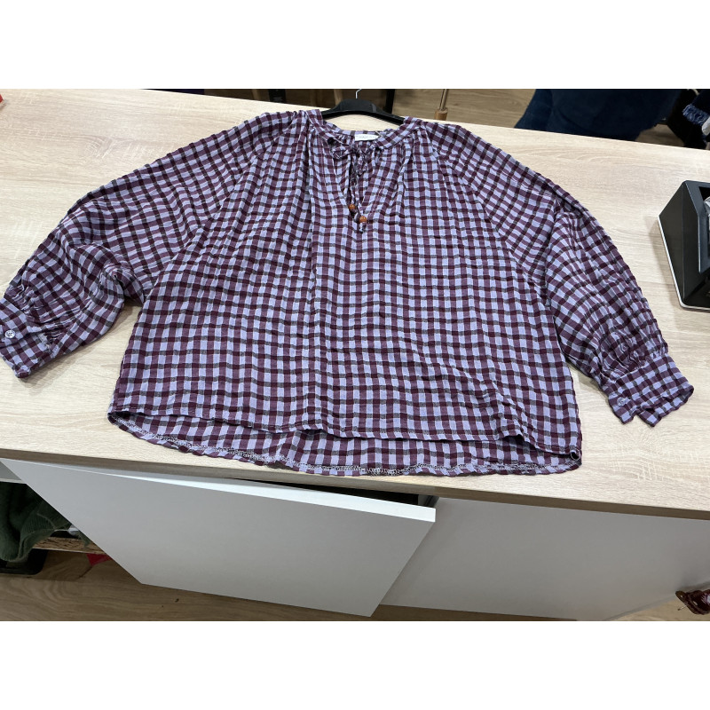 Blouse carreaux violet