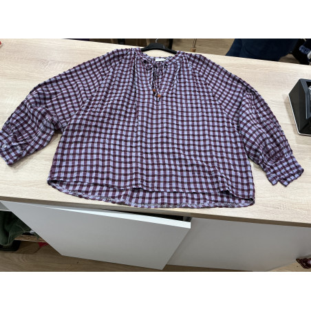 Blouse carreaux violet