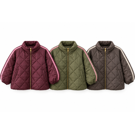 Veste matelassé manche 3/4 bandes