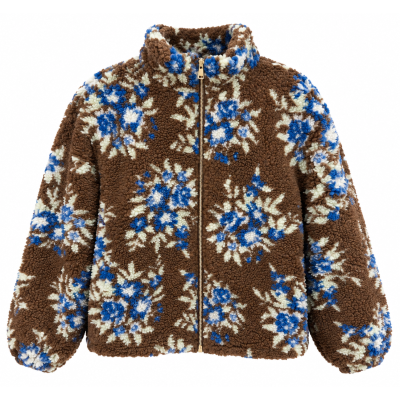 Veste moumoute fleur