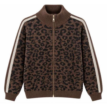 Gilet leopard bande blanche