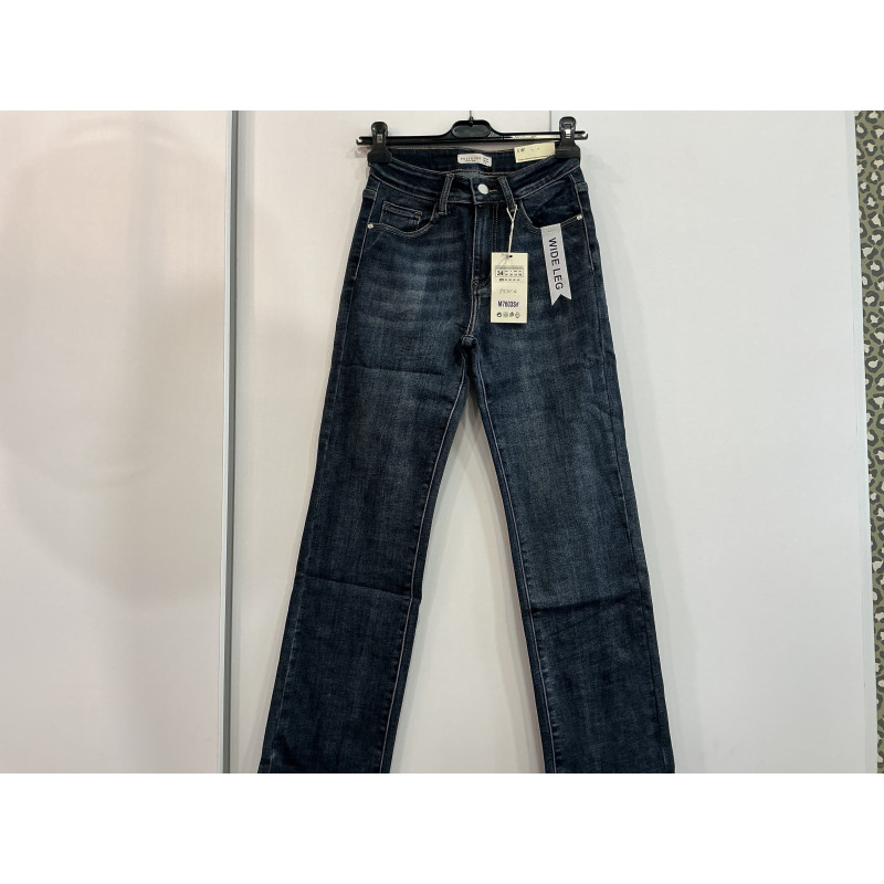 Jeans droit bleu délavé