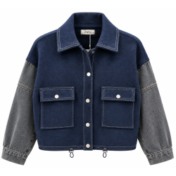 Veste marine  manche jeans grise