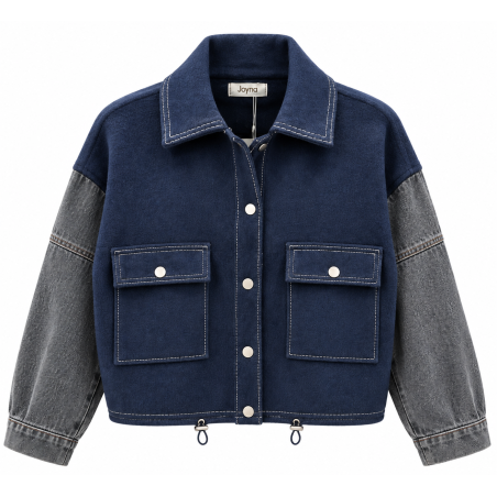 Veste marine  manche jeans grise