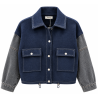 Veste marine  manche jeans grise