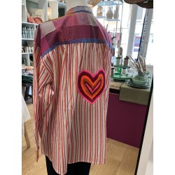 Blouse rayée beige , rose