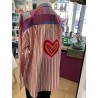 Blouse rayée beige , rose