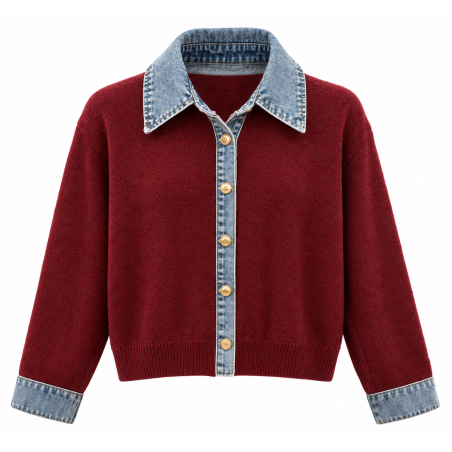 Pull bordeau et jeans
