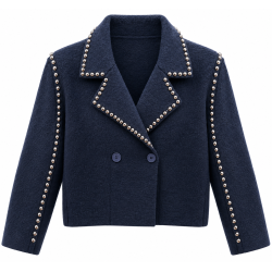 Veste marine col à clous VICKY