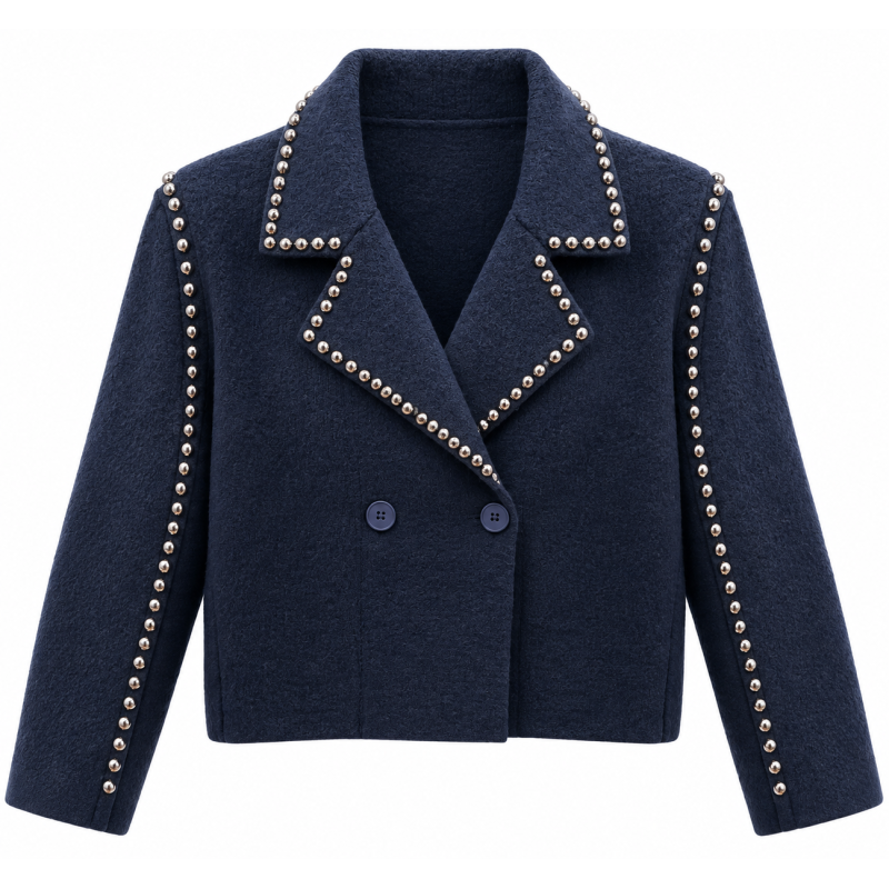 Veste marine col à clous VICKY