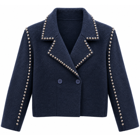 Veste marine col à clous VICKY
