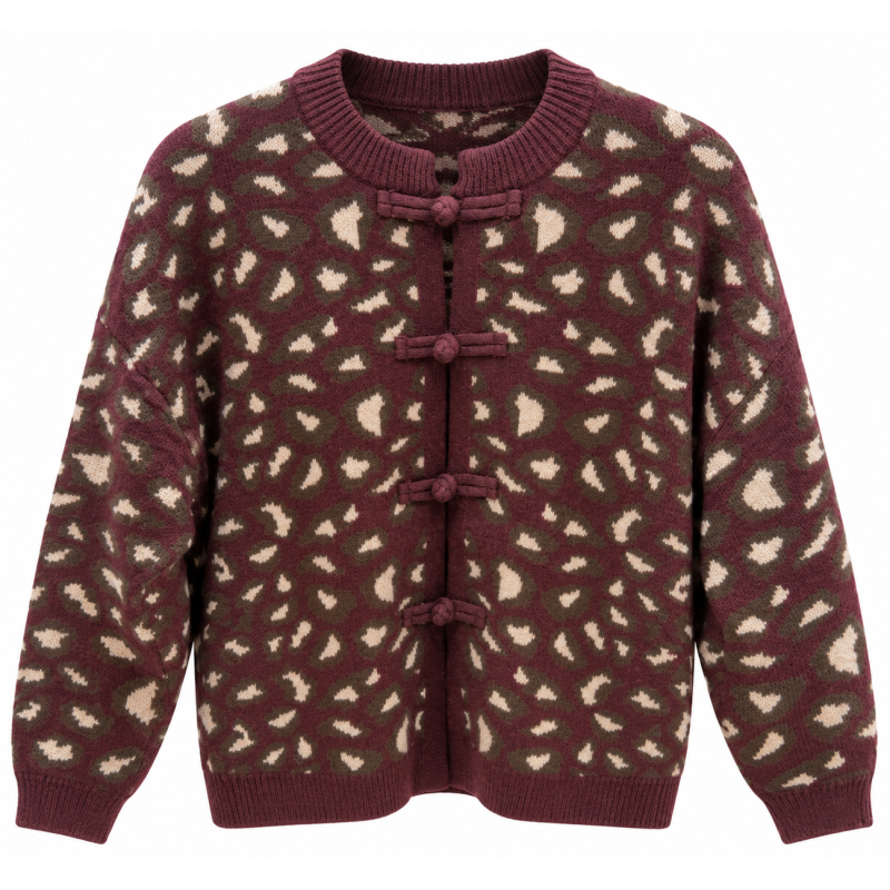 Gilet leopard prune