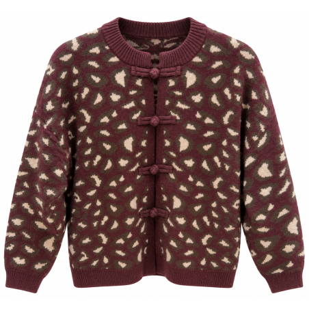 Gilet leopard prune