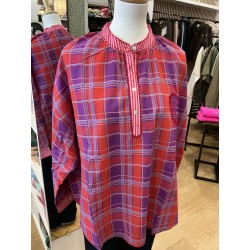 Blouse carreaux violet et rouge
