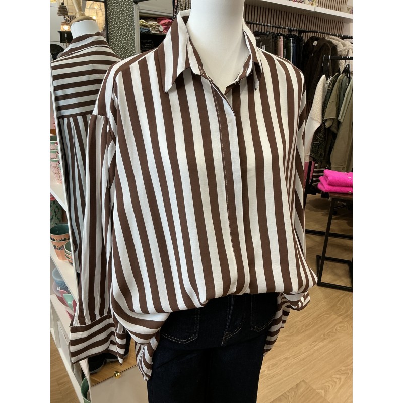 Chemise rayée choco et blanc