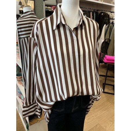 Chemise rayée choco et blanc