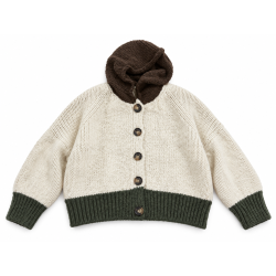 Gilet à capuche choco écru et kaki