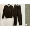 Ensemble pull col polo pantalon choco
