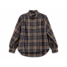 Chemise carreaux marine et camel col victorien