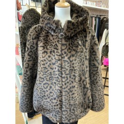 Veste à capuche fourrure léopard