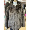 Veste à capuche fourrure léopard