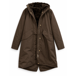 Parka fourrée mi-longue choco