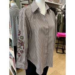 Chemise rayée broderies manches