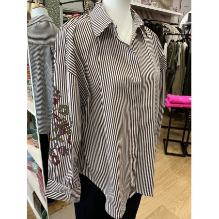 Chemise rayée broderies manches