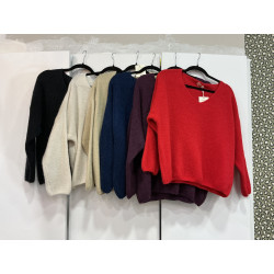 Pull col V manches longues alpaga