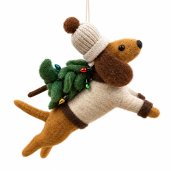 Chien teckel sapin de noel
