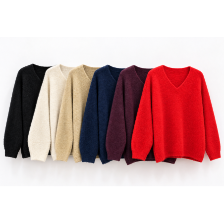Pull col V manches longues alpaga