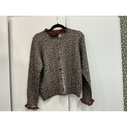 Gilet léopard col victorien choco