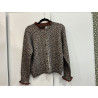 Gilet léopard col victorien choco