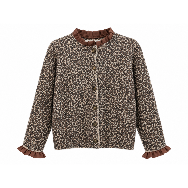 Gilet léopard col victorien choco