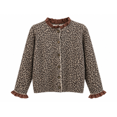 Gilet léopard col victorien choco