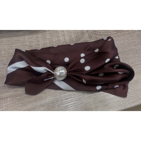 Collier foulard choco à pois blanc