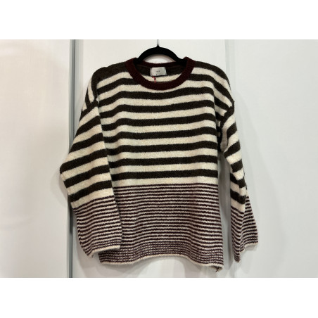 Pull rayé bordeaux choco
