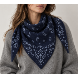 Echarpe triangle motif bandana marine