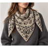 Echarpe triangle motif bandana beige noir