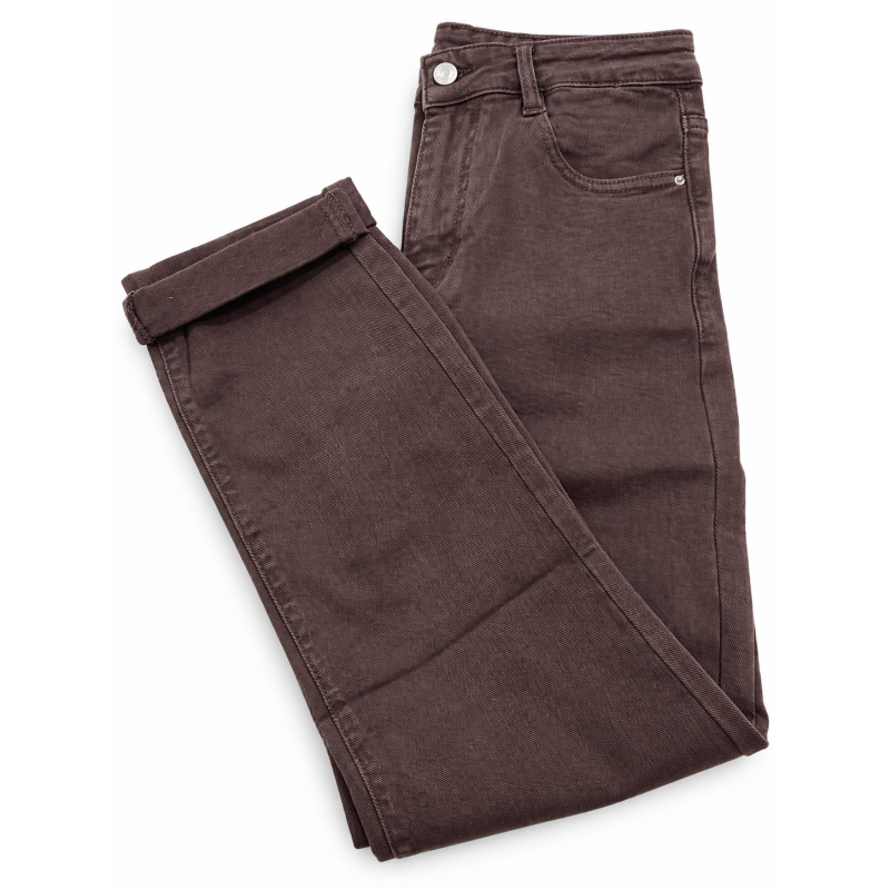 Jeans mom fit brun