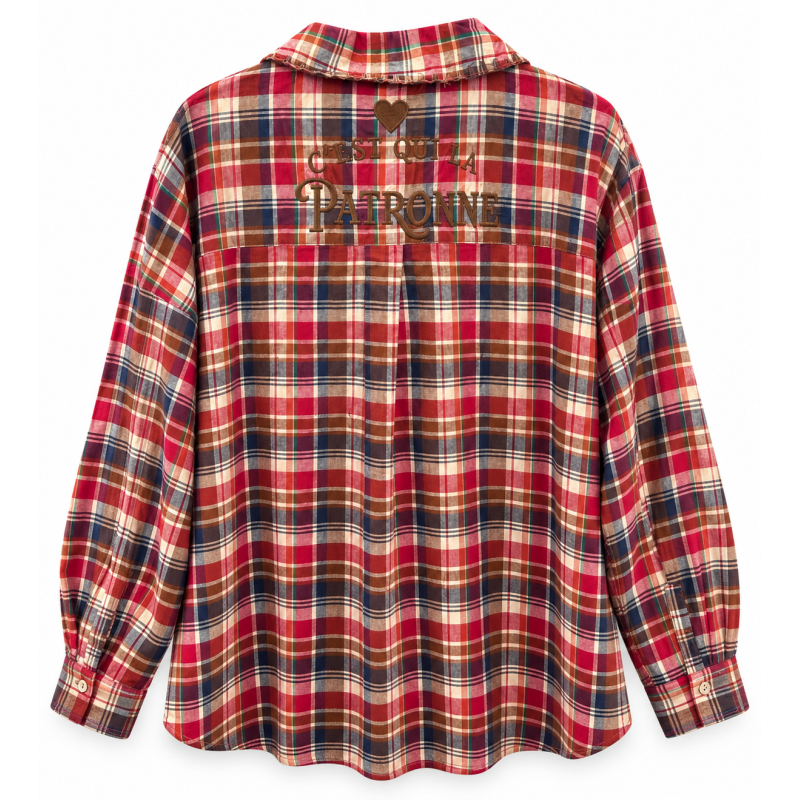 Chemise a carreaux rouge "c'est qui la patronne"