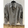 Chemise carreaux noir et blanc sequins