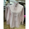 Chemise rayée col victorien rose