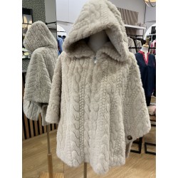 Cape fourrure tricot beige