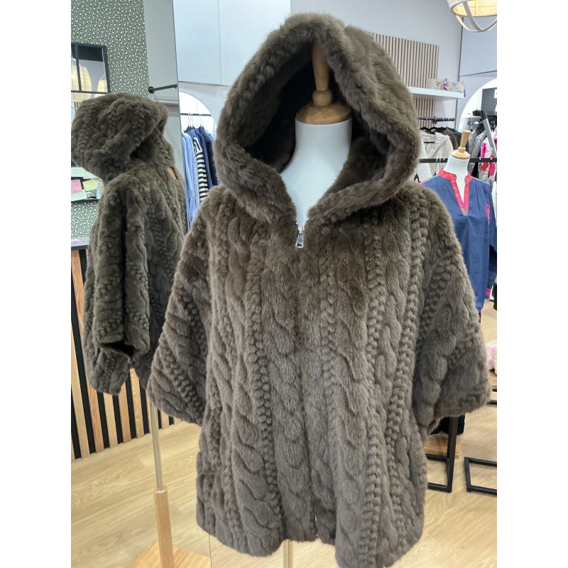 Cape fourrure tricot choco
